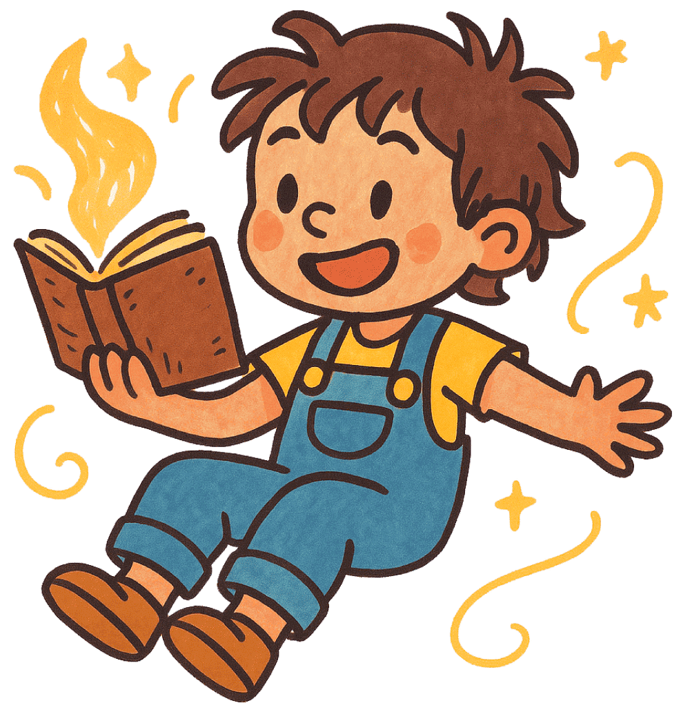 Child reading a story book